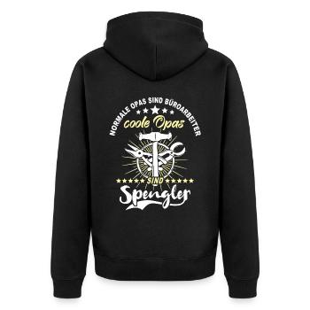 Bauspengler Opa Spengler - Unisex Premium Bio Zip Hoodie - Schwarz - Hinten - Nico (187cm)