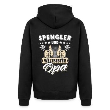 Bauspengler Opa Spengler - Unisex Premium Bio Zip Hoodie - Schwarz - Hinten - Nico (187cm)