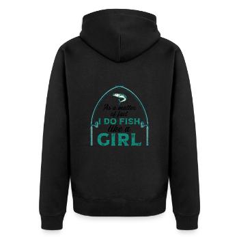 Ich Fische Wie Mädchen Rod Fisher Fish Fisherman - Unisex Premium Bio Zip Hoodie - Schwarz - Hinten - Nico (187cm)