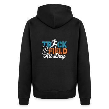 Läufer Leichtathletik Den Ganzen Tag Laufen - Unisex Premium Bio Zip Hoodie - Schwarz - Hinten - Nico (187cm)
