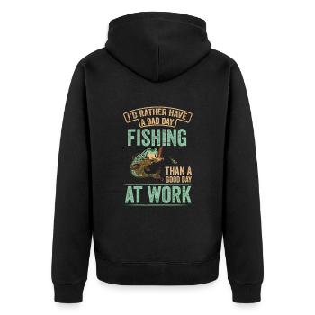 Ich Würde Lieber Angelrute Fisher Fish Fisherman - Unisex Premium Bio Zip Hoodie - Schwarz - Hinten - Nico (187cm)