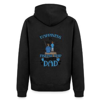 Glück Ist Angelausflug Fisher Fish Fisherman - Unisex Premium Bio Zip Hoodie - Schwarz - Hinten - Nico (187cm)