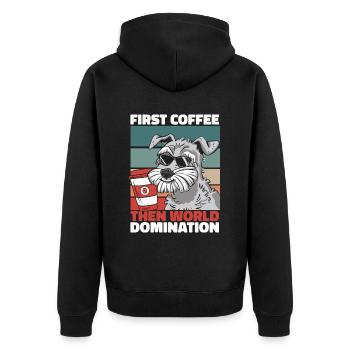 Schnauzer Hund Kaffee Sonnenbrille - Unisex Premium Bio Zip Hoodie - Schwarz - Hinten - Nico (187cm)