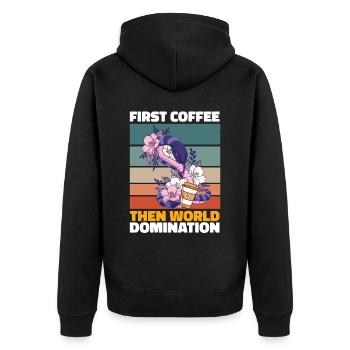 Schlange Kaffee - Unisex Premium Bio Zip Hoodie - Schwarz - Hinten - Nico (187cm)