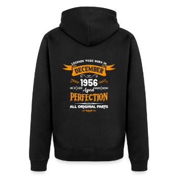 Legends Were Born In December 1956 - Unisex Premium Bio Zip Hoodie - Schwarz - Hinten - Nico (187cm)