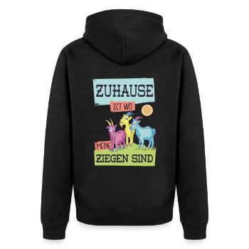 Ziegenzüchter Ziegenhirt Bauernhof lustige Sprüche - Unisex Premium Bio Zip Hoodie - Schwarz - Hinten - Nico (187cm)