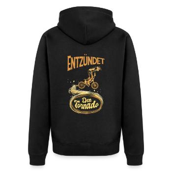 BMX Rad Radfahrer MTB Mountainbike BMX-Rampe BMX - Unisex Premium Bio Zip Hoodie - Schwarz - Hinten - Nico (187cm)