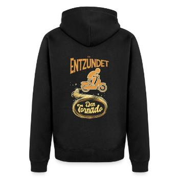 Mofa Mopedfahrer Mofaroller Moped lustige Zweitakt - Unisex Premium Bio Zip Hoodie - Schwarz - Hinten - Nico (187cm)
