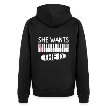 She Wants The D - Klavierspieler Klavierspieler - Unisex Premium Bio Zip Hoodie - Schwarz - Hinten - Nico (187cm)