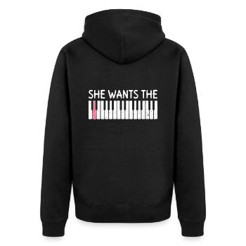 She Wants The D - Klavierspieler Klavierspieler - Unisex Premium Bio Zip Hoodie - Schwarz - Hinten - Nico (187cm)