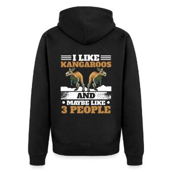 I Like Kangaroos And Maybe Like 3 People Wildlife - Unisex Premium Organic Zip Hoodie - black - Back - Nico (187cm)