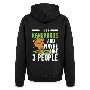 I Like Kangaroos And Maybe Like 3 People Wildlife - Unisex Premium Organic Zip Hoodie - black - Back - Nico (187cm)