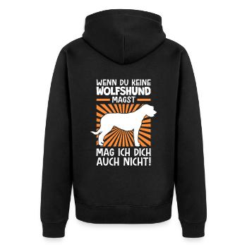 Irischer Wolfshund nicht mögen Irish Wolfhound - Unisex Premium Bio Zip Hoodie - Schwarz - Hinten - Nico (187cm)