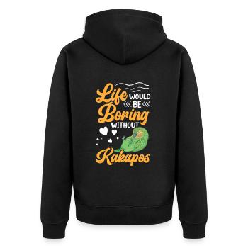 Boring without Kakapo New Zealand Parrot - Unisex Premium Organic Zip Hoodie - black - Back - Nico (187cm)