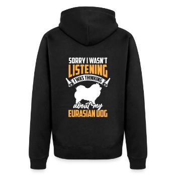 Eurasier was distracted Eurasian Dog - Unisex Premium Organic Zip Hoodie - black - Back - Nico (187cm)