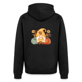 Gnome Thanksgiving Herbstsaison Truthahn-kürbis - Unisex Premium Bio Zip Hoodie - Schwarz - Hinten - Nico (187cm)