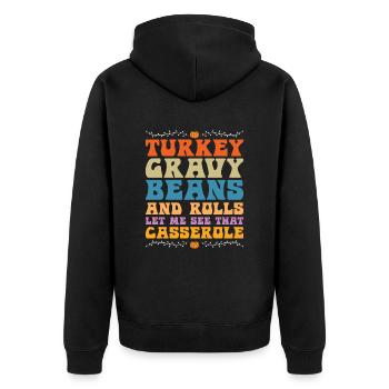 Türkei Soße Bohnen Und Brötchen - Unisex Premium Bio Zip Hoodie - Schwarz - Hinten - Nico (187cm)