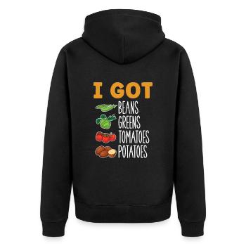 J’ai des haricots verts tomates pommes de terre - Veste à capuche bio Premium Unisexe - noir - Dos - Nico (187cm)