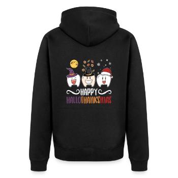Joyeux Hallothanksmas Thanksgiving Dentiste Dentaire - Veste à capuche bio Premium Unisexe - noir - Dos - Nico (187cm)