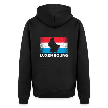 Luxembourg flag Luxembourger - Unisex Premium Bio Zip Hoodie - Schwarz - Hinten - Nico (187cm)