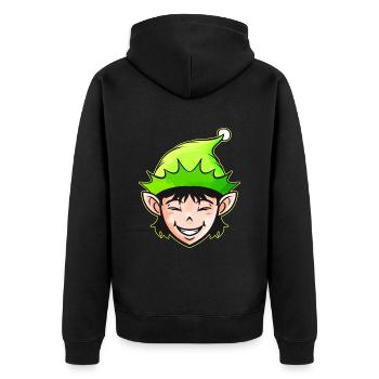 Cute Kawaii Christmas Elf For Christmas - Unisex Premium Organic Zip Hoodie - black - Back - Nico (187cm)