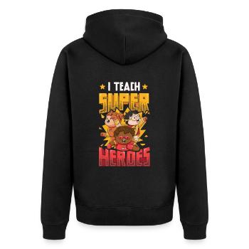 I teach superheroes - Unisex Premium Organic Zip Hoodie - black - Back - Nico (187cm)