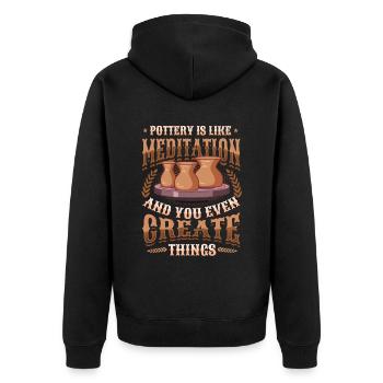 Töpfern Ist Wie Meditation - Unisex Premium Bio Zip Hoodie - Schwarz - Hinten - Nico (187cm)