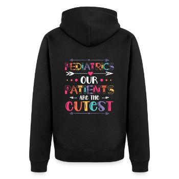 Pediatrics Our patients are the sweetest - Unisex Premium Organic Zip Hoodie - black - Back - Nico (187cm)
