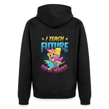 I teach superheroes - Unisex Premium Organic Zip Hoodie - black - Back - Nico (187cm)