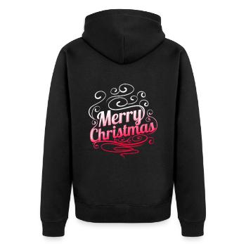 Ornament Logo Merry Christmas - Unisex Premium Organic Zip Hoodie - black - Back - Nico (187cm)