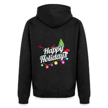 Happy Holidays Fairy Lights Logo For Christmas - Unisex Premium Bio Zip Hoodie - Schwarz - Hinten - Nico (187cm)
