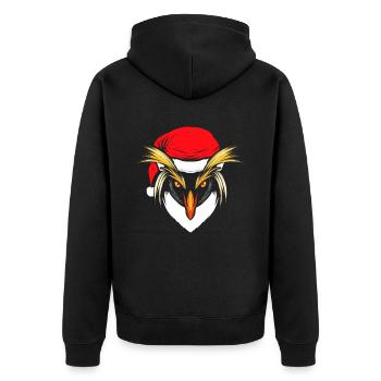 Southern Rockhopper Penguin With Santas Hat - Unisex Premium Bio Zip Hoodie - Schwarz - Hinten - Nico (187cm)