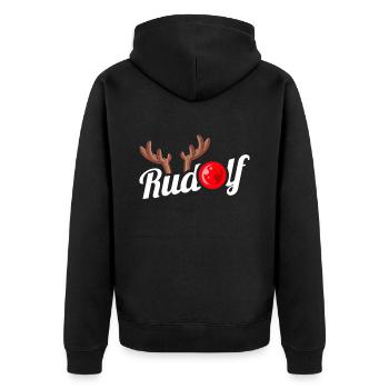 Rudolph The Reindeer Antlers Red Nose Christmas - Unisex Premium Bio Zip Hoodie - Schwarz - Hinten - Nico (187cm)