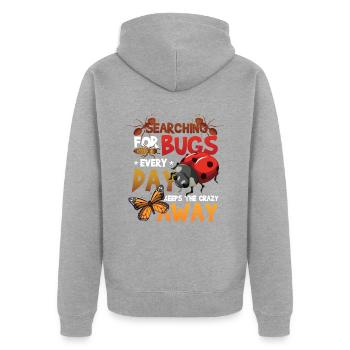 Recherche d’insectes - Veste à capuche bio Premium Unisexe - gris chiné - Dos - Nico (187cm)