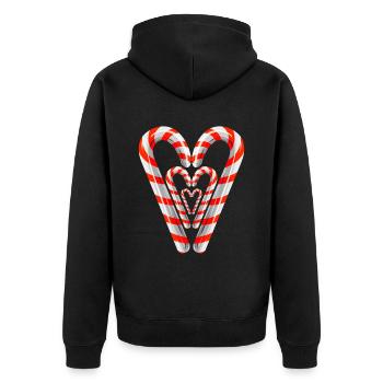 Cannes à sucre formant un coeur pour Noël - Veste à capuche bio Premium Unisexe - noir - Dos - Nico (187cm)