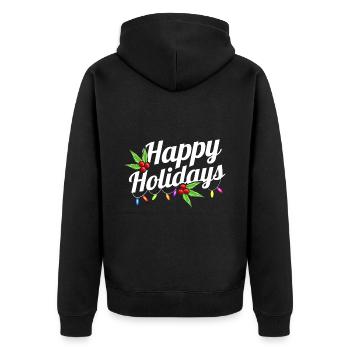 Happy Holidays Logo With Fairy Lights Mistletoe - Unisex Premium Bio Zip Hoodie - Schwarz - Hinten - Nico (187cm)