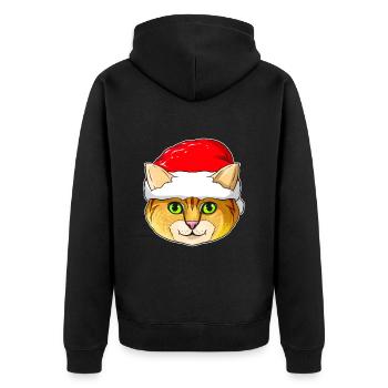Mignon chat de Noël Kawaii avec chapeau de Père Noël pour - Veste à capuche bio Premium Unisexe - noir - Dos - Nico (187cm)