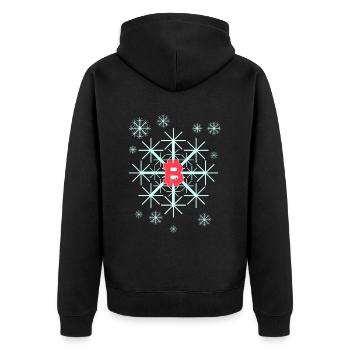 Snowflake In Winter On Christmas With Bitcoin - Unisex Premium Bio Zip Hoodie - Schwarz - Hinten - Nico (187cm)