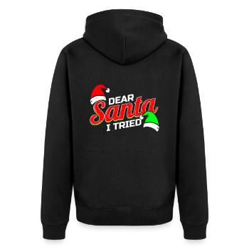 Dear Santa I Tried Pun For Christmas - Unisex Premium Bio Zip Hoodie - Schwarz - Hinten - Nico (187cm)