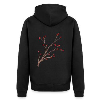 Branche de brumes aux fruits rouges pour Noël - Veste à capuche bio Premium Unisexe - noir - Dos - Nico (187cm)