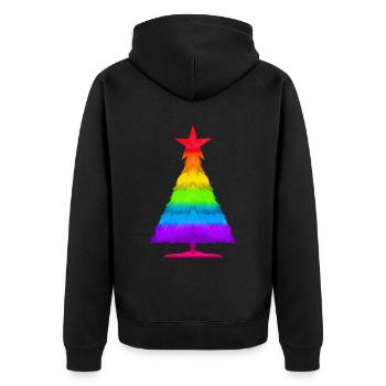 Colorful LGBTQ Fir Spruce Christmas Tree - Unisex Premium Organic Zip Hoodie - black - Back - Nico (187cm)