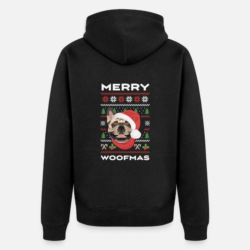 Français Bulldog Joyeux Noël - Veste à capuche bio Premium Unisexe - noir