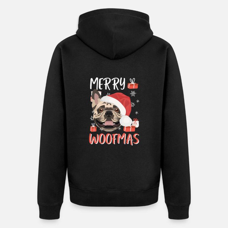 Français Bulldog Joyeux Noël - Veste à capuche bio Premium Unisexe - noir