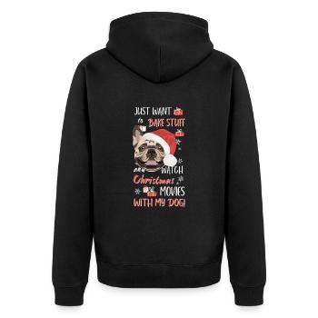 Français Bulldog Joyeux Noël - Veste à capuche bio Premium Unisexe - noir - Dos - Nico (187cm)