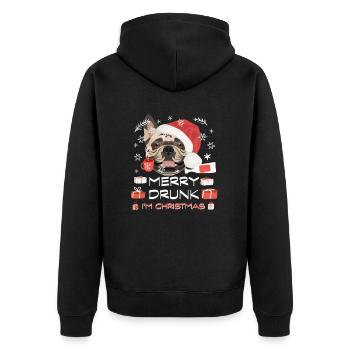 Français Marché de Noël Bulldog - Veste à capuche bio Premium Unisexe - noir - Dos - Nico (187cm)