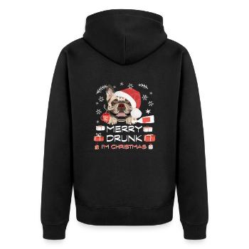 Français Marché de Noël Bulldog - Veste à capuche bio Premium Unisexe - noir - Dos - Nico (187cm)