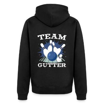 Team Gutter | Funny Bowling - Unisex Premium Organic Zip Hoodie - black - Back - Nico (187cm)