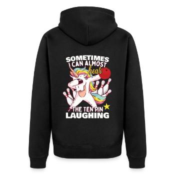 Funny Unicorn Bowling - Unisex Premium Organic Zip Hoodie - black - Back - Nico (187cm)