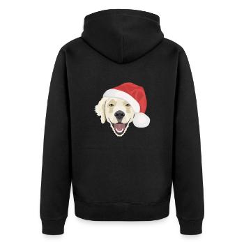 Golden Retriever Merry Christmas - Unisex Premium Organic Zip Hoodie - black - Back - Nico (187cm)