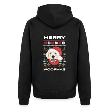 Golden Retriever Frohe Weihnachten - Unisex Premium Bio Zip Hoodie - Schwarz - Hinten - Nico (187cm)